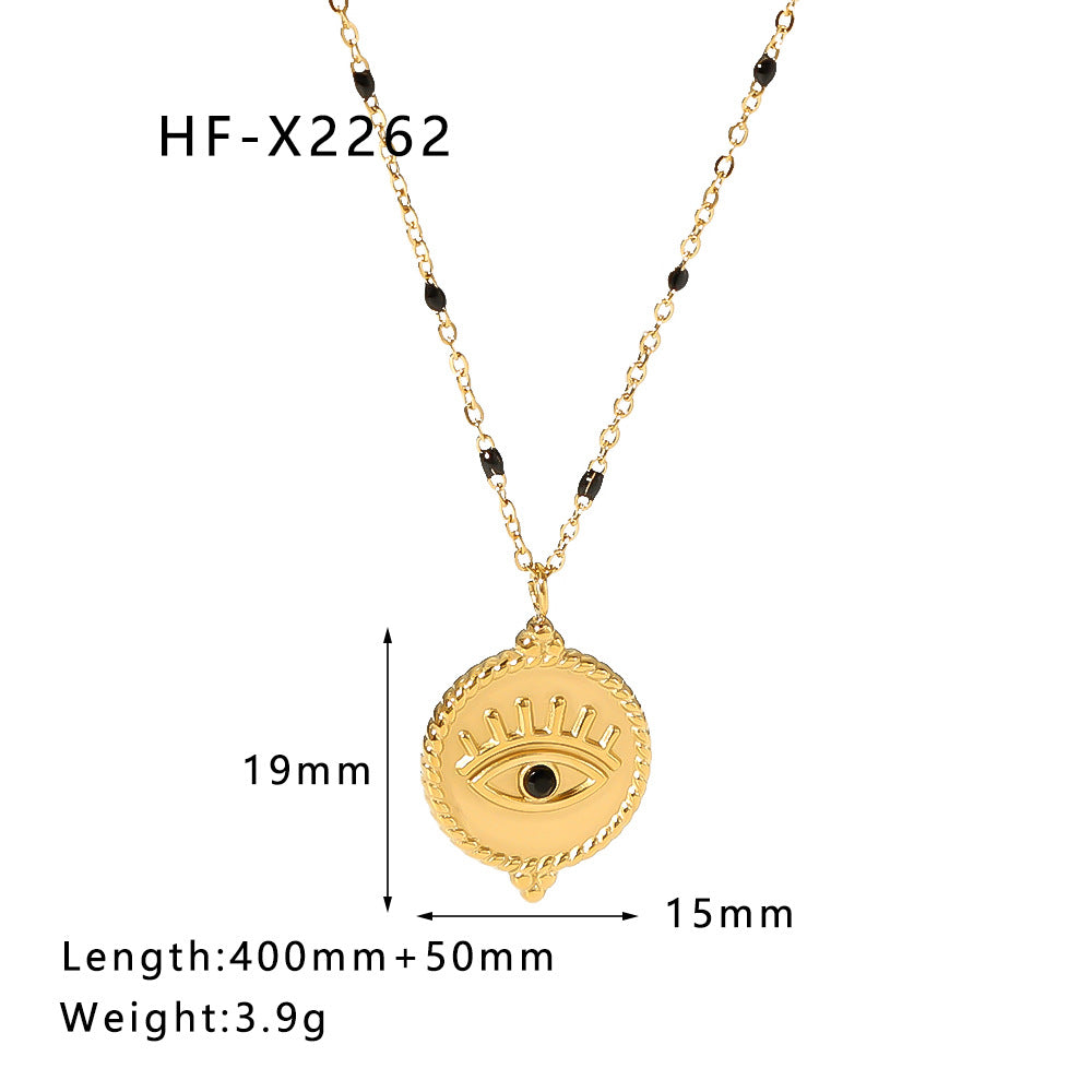 Ig Style Korean Style Geometric Stainless Steel Titanium Steel Inlay Zircon Necklace