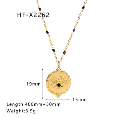 Ig Style Korean Style Geometric Stainless Steel Titanium Steel Inlay Zircon Necklace