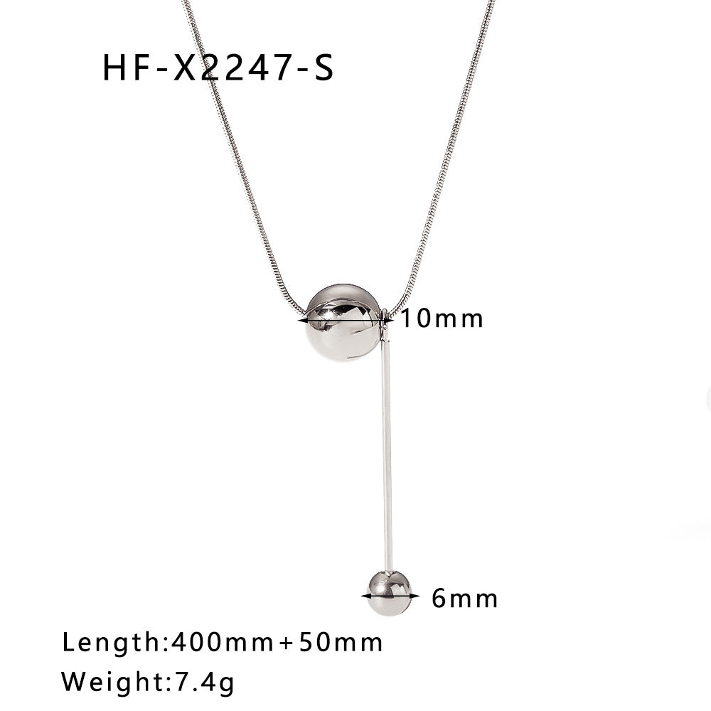 Ig Style Korean Style Geometric Stainless Steel Titanium Steel Inlay Zircon Necklace