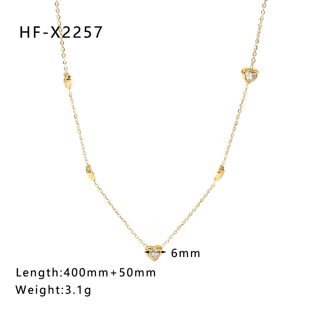 Ig Style Korean Style Geometric Stainless Steel Titanium Steel Inlay Zircon Necklace