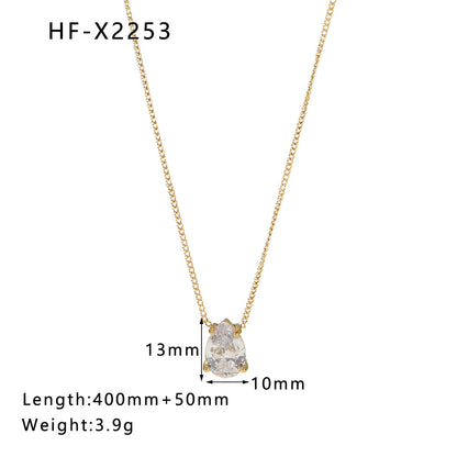 Ig Style Korean Style Geometric Stainless Steel Titanium Steel Inlay Zircon Necklace