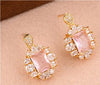 Lady Sweet Square Copper Plating Inlay Zircon Gold Plated Rings Earrings Necklace