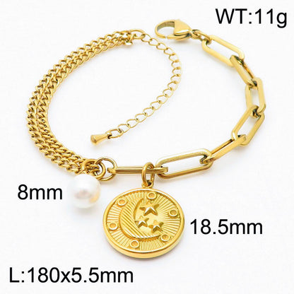 Simple Style Human Star Oval Stainless Steel Plating 18k Gold Plated Bracelets