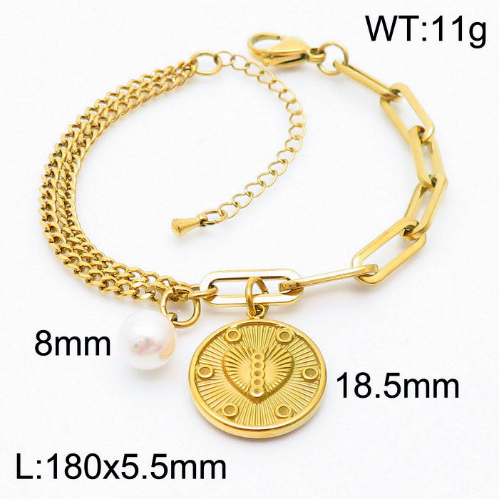 Simple Style Human Star Oval Stainless Steel Plating 18k Gold Plated Bracelets