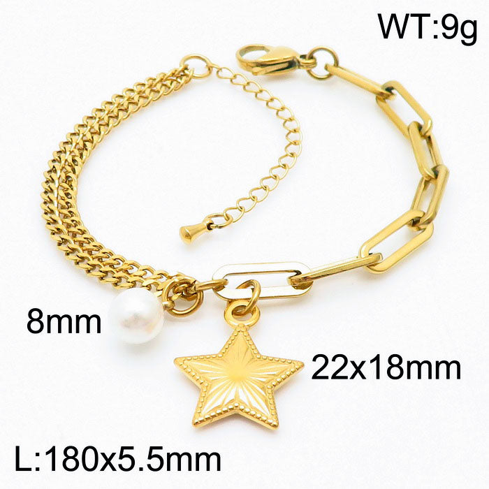 Simple Style Human Star Oval Stainless Steel Plating 18k Gold Plated Bracelets