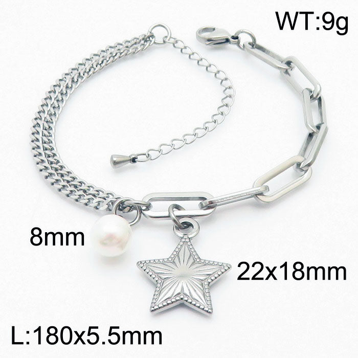 Simple Style Human Star Oval Stainless Steel Plating 18k Gold Plated Bracelets