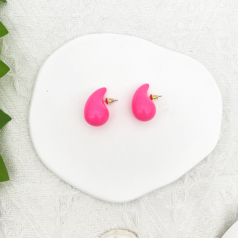 1 Pair Simple Style Water Droplets Stoving Varnish Ccb Ear Studs