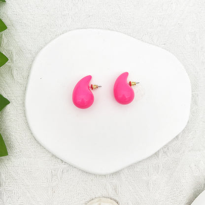 1 Pair Simple Style Water Droplets Stoving Varnish Ccb Ear Studs