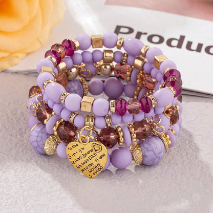 Ethnic Style Heart Shape Artificial Crystal Beaded Women'S Bracelets 1 Piece