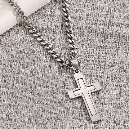 Casual Hip-hop Cross Stainless Steel Titanium Steel Plating Pendant Necklace