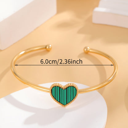 Casual Simple Style Classic Style Heart Shape Stainless Steel Plating Bangle