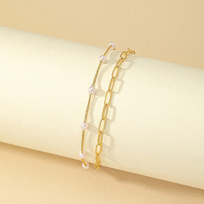 Basic Geometric Imitation Pearl Plating Women's Bracelets