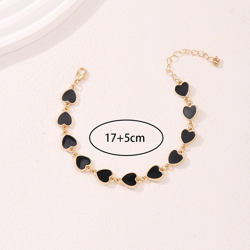 Sweet Heart Shape Alloy Enamel Women's Bracelets