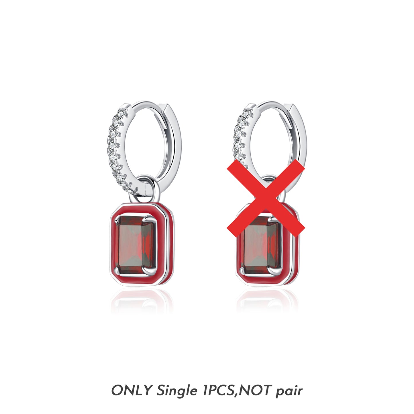 1 Piece Ig Style Elegant Glam Rectangle Plating Inlay Sterling Silver Zircon Rhodium Plated Earrings