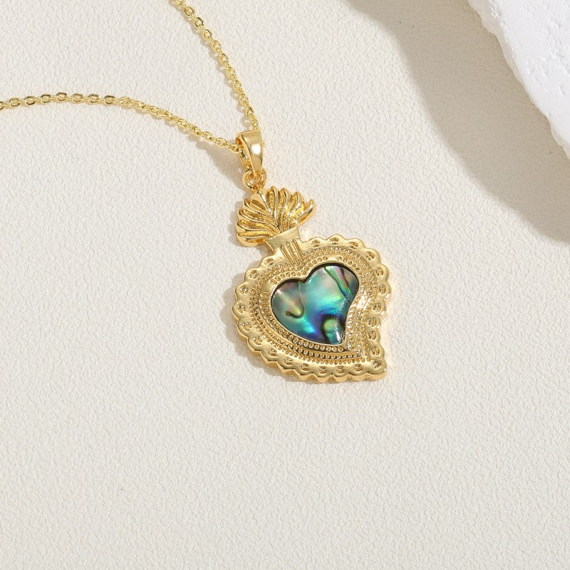 Casual Elegant Simple Style Heart Shape Copper Plating Inlay Zircon 14k Gold Plated White Gold Plated Pendant Necklace