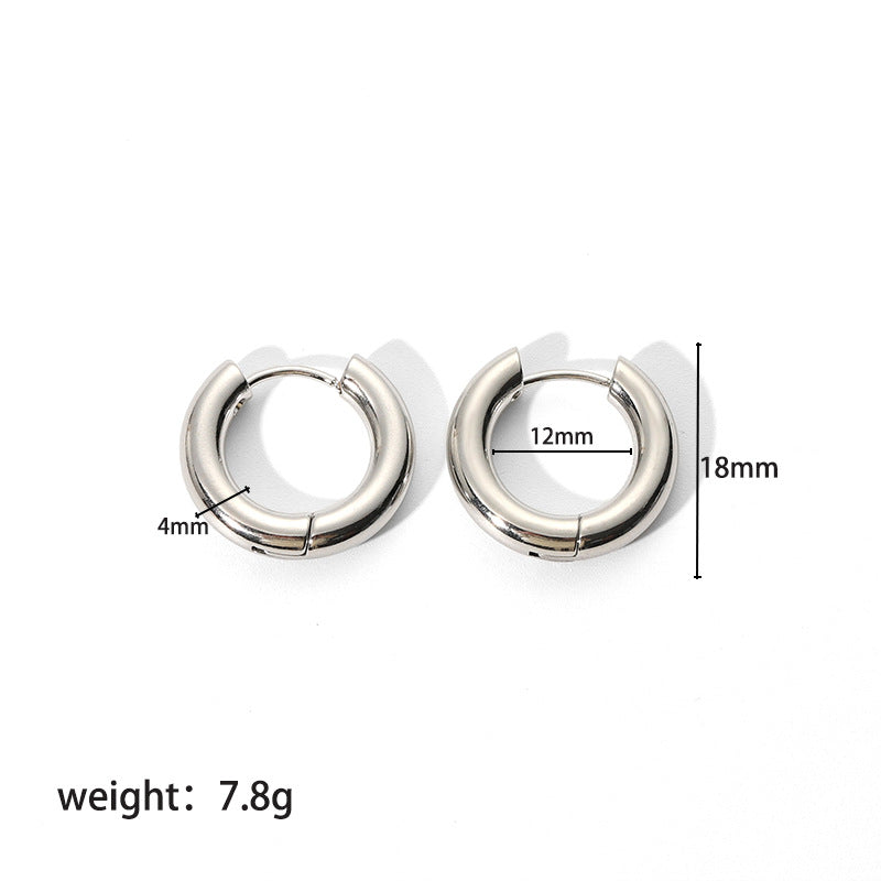 1 Pair Ig Style Color Block Solid Color Plating Metal Stainless Steel 18k Gold Plated Hoop Earrings