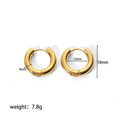 1 Pair Ig Style Color Block Solid Color Plating Metal Stainless Steel 18k Gold Plated Hoop Earrings