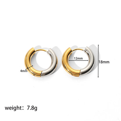 1 Pair Ig Style Color Block Solid Color Plating Metal Stainless Steel 18k Gold Plated Hoop Earrings