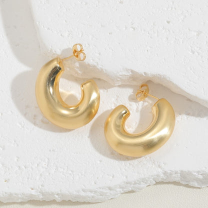 1 Pair Elegant Simple Style C Shape Plating Copper 14k Gold Plated White Gold Plated Earrings