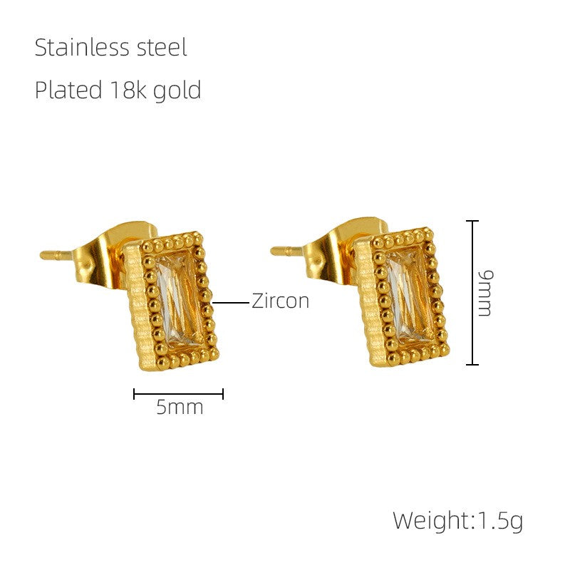 1 Pair Glam Retro Heart Shape Plating Inlay Stainless Steel Zircon 18k Gold Plated Drop Earrings