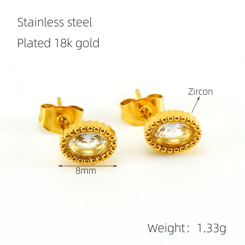 1 Pair Glam Retro Heart Shape Plating Inlay Stainless Steel Zircon 18k Gold Plated Drop Earrings