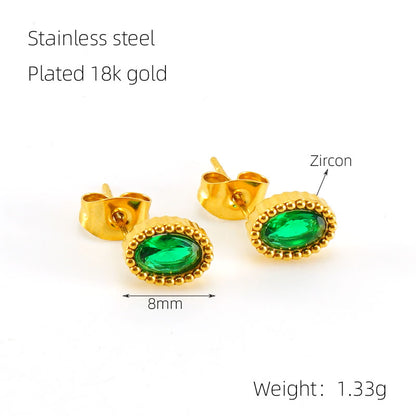 1 Pair Glam Retro Heart Shape Plating Inlay Stainless Steel Zircon 18k Gold Plated Drop Earrings