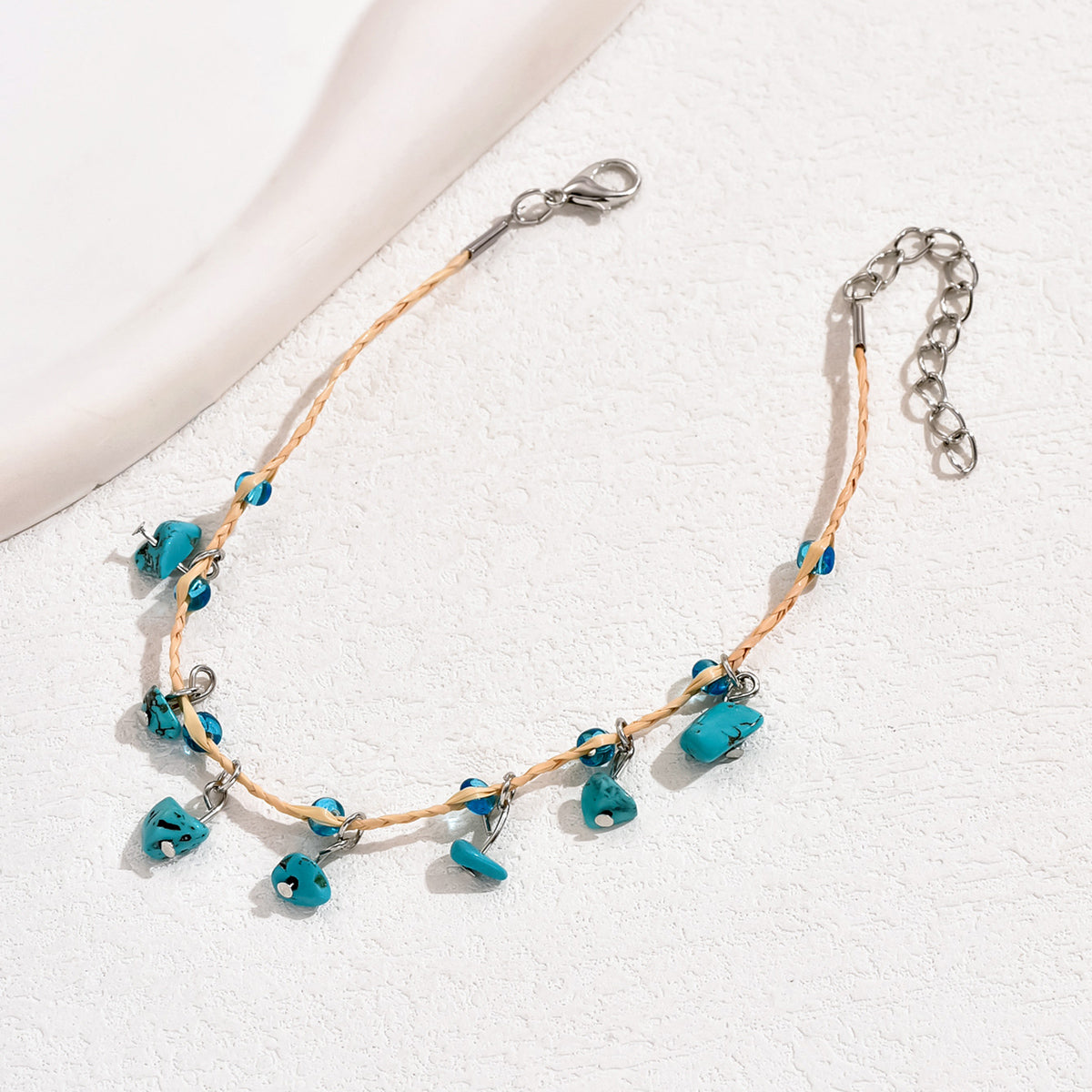 Casual Elegant Tropical Irregular Turquoise Straw Irregular Knitting Women's Anklet