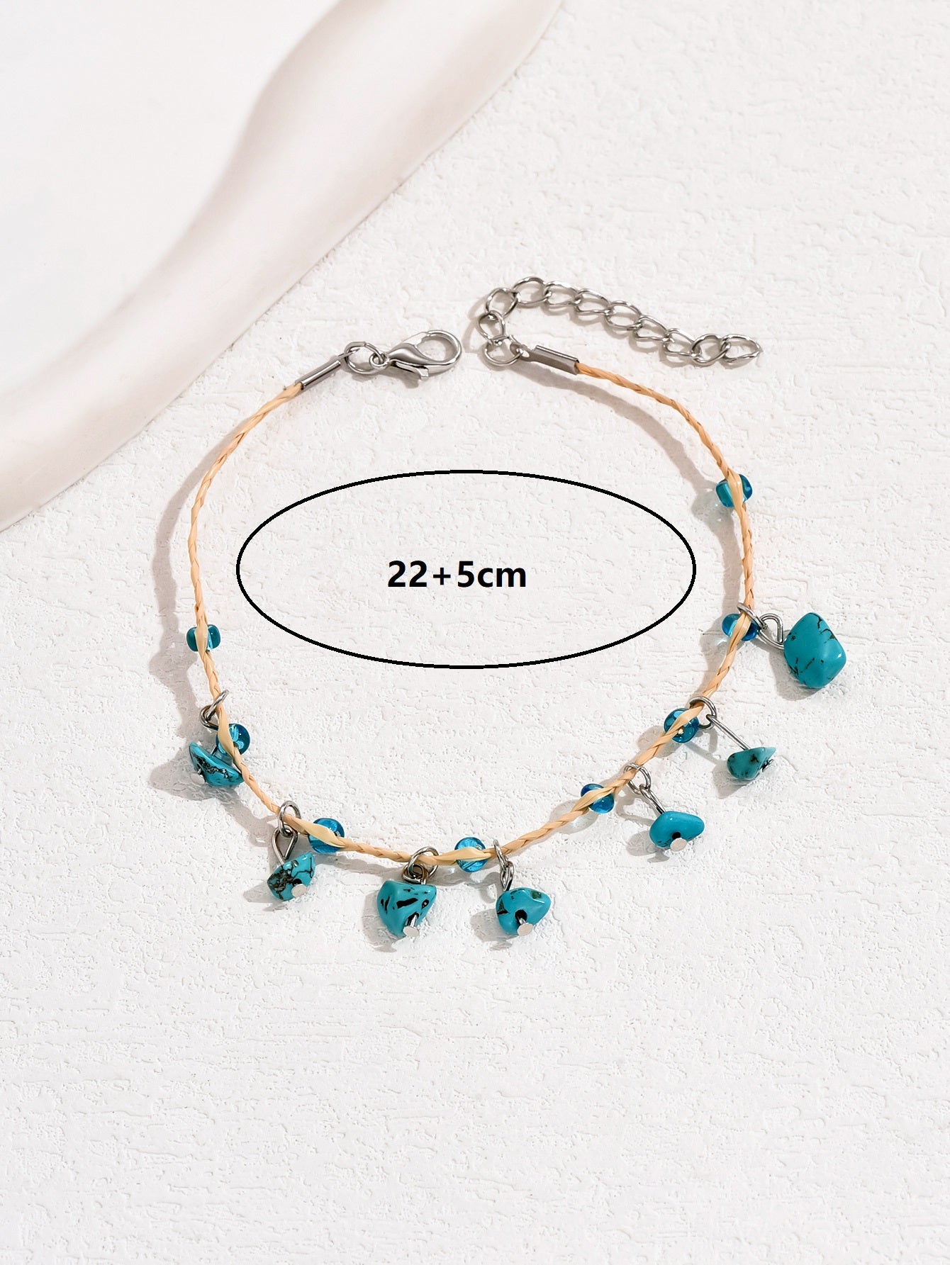 Casual Elegant Tropical Irregular Turquoise Straw Irregular Knitting Women's Anklet