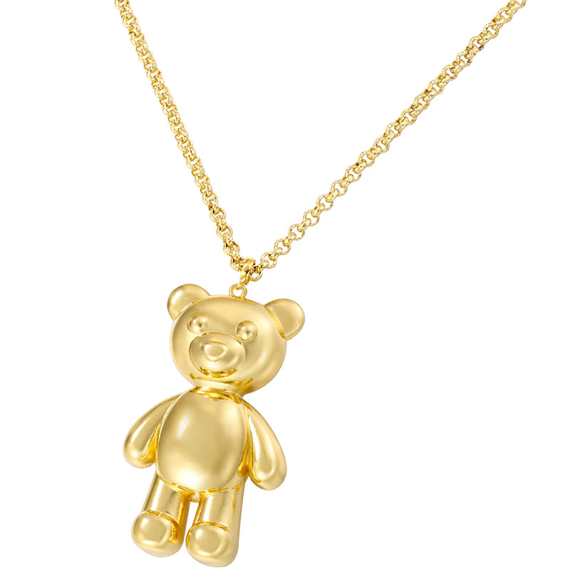 Casual Sweet Little Bear Copper Plating 18k Gold Plated Pendant Necklace