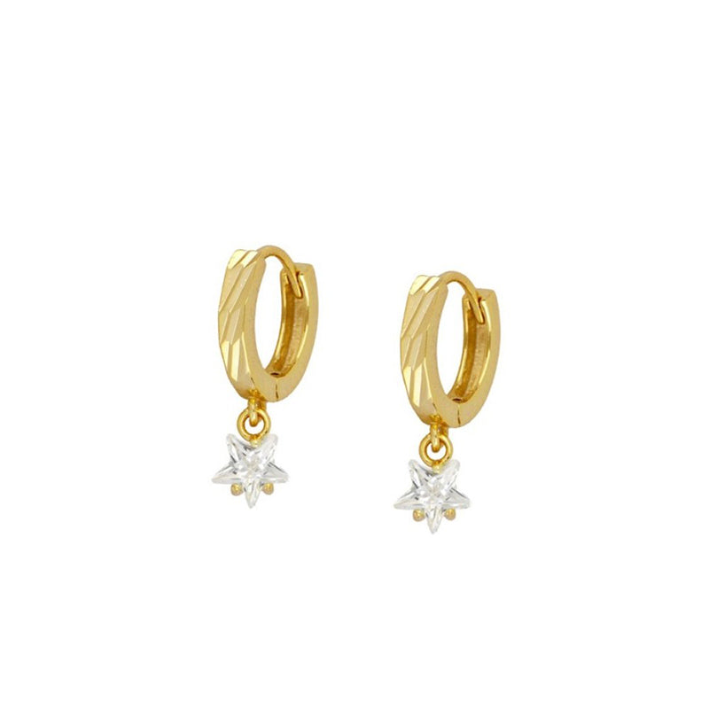 1 Pair Ig Style French Style Simple Style Star Water Droplets Flower Plating Inlay Copper Zircon Gold Plated Earrings