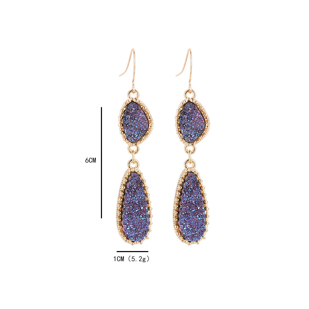 Wholesale Jewelry Simple Style Classic Style Water Droplets Alloy Resin Inlay Drop Earrings