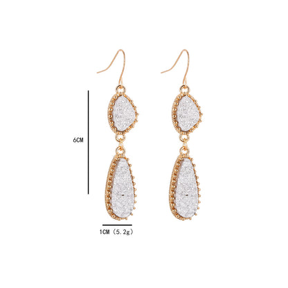 Wholesale Jewelry Simple Style Classic Style Water Droplets Alloy Resin Inlay Drop Earrings