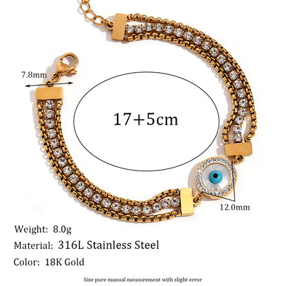 Casual Simple Style Eye Stainless Steel Plating Inlay Rhinestones Zircon 18k Gold Plated Bracelets