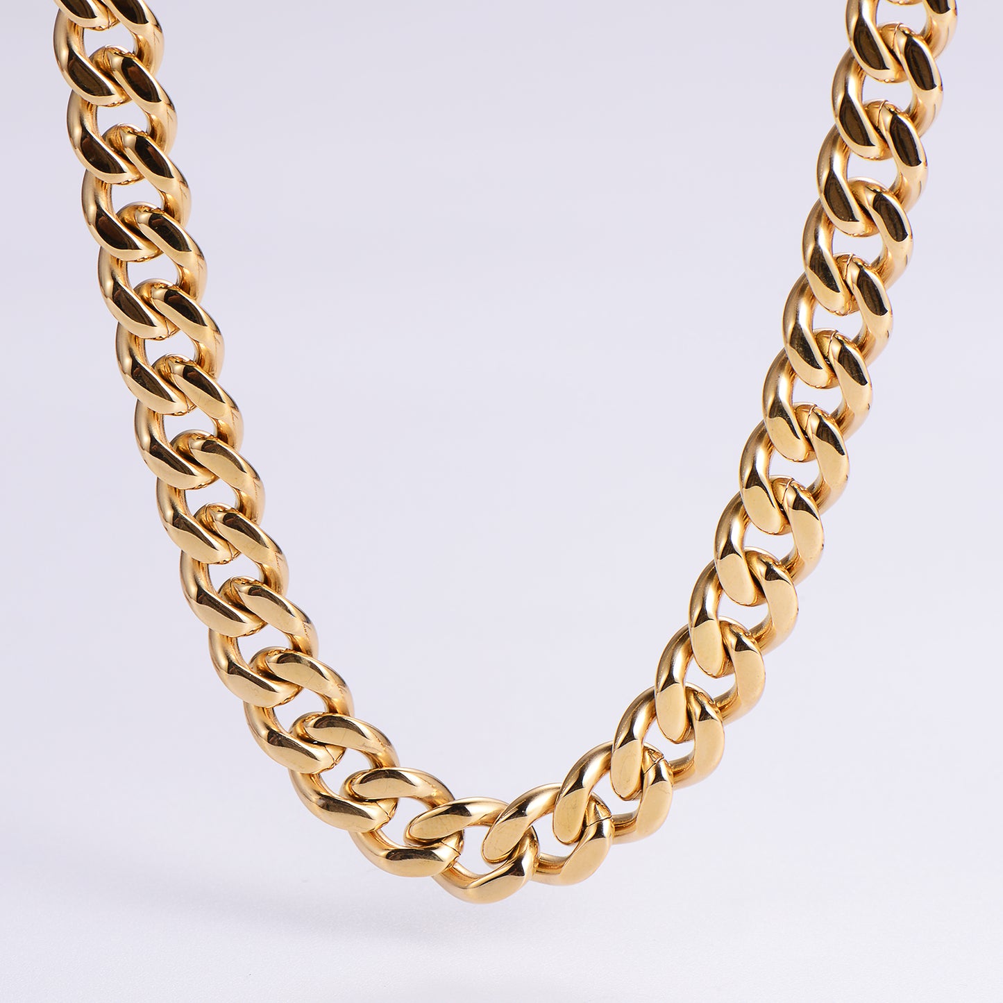 Hip-hop Rock Solid Color Stainless Steel Polishing Plating 18k Gold Plated Long Necklace