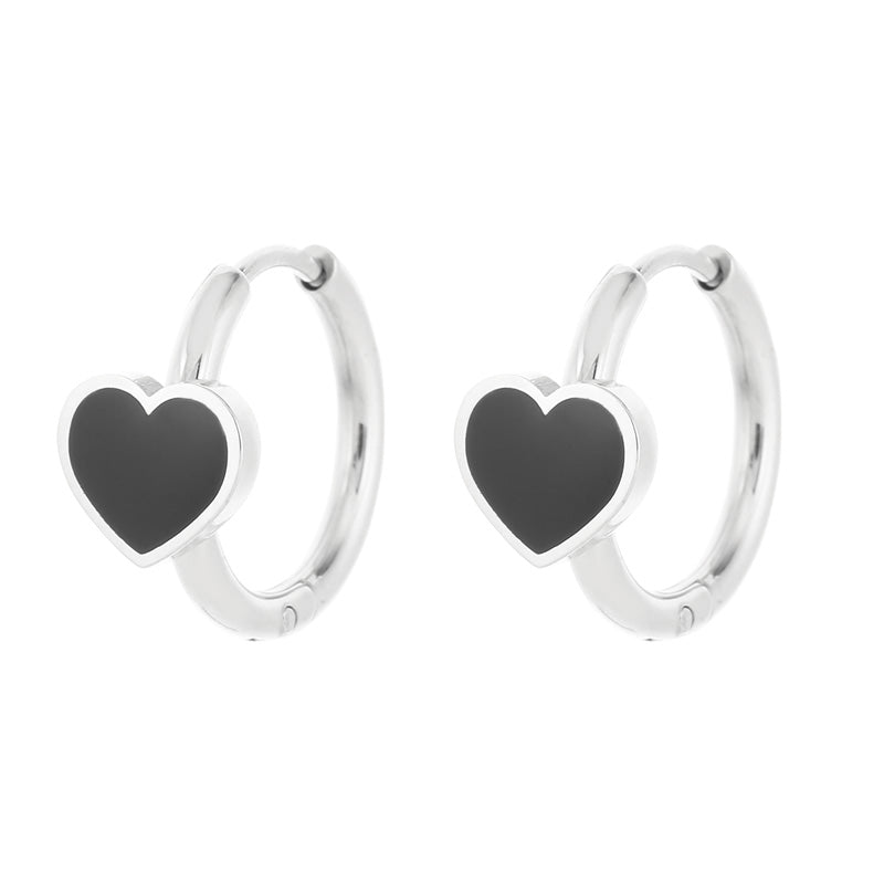 1 Pair Modern Style Simple Style Heart Shape Plating Stainless Steel 18k Gold Plated Hoop Earrings