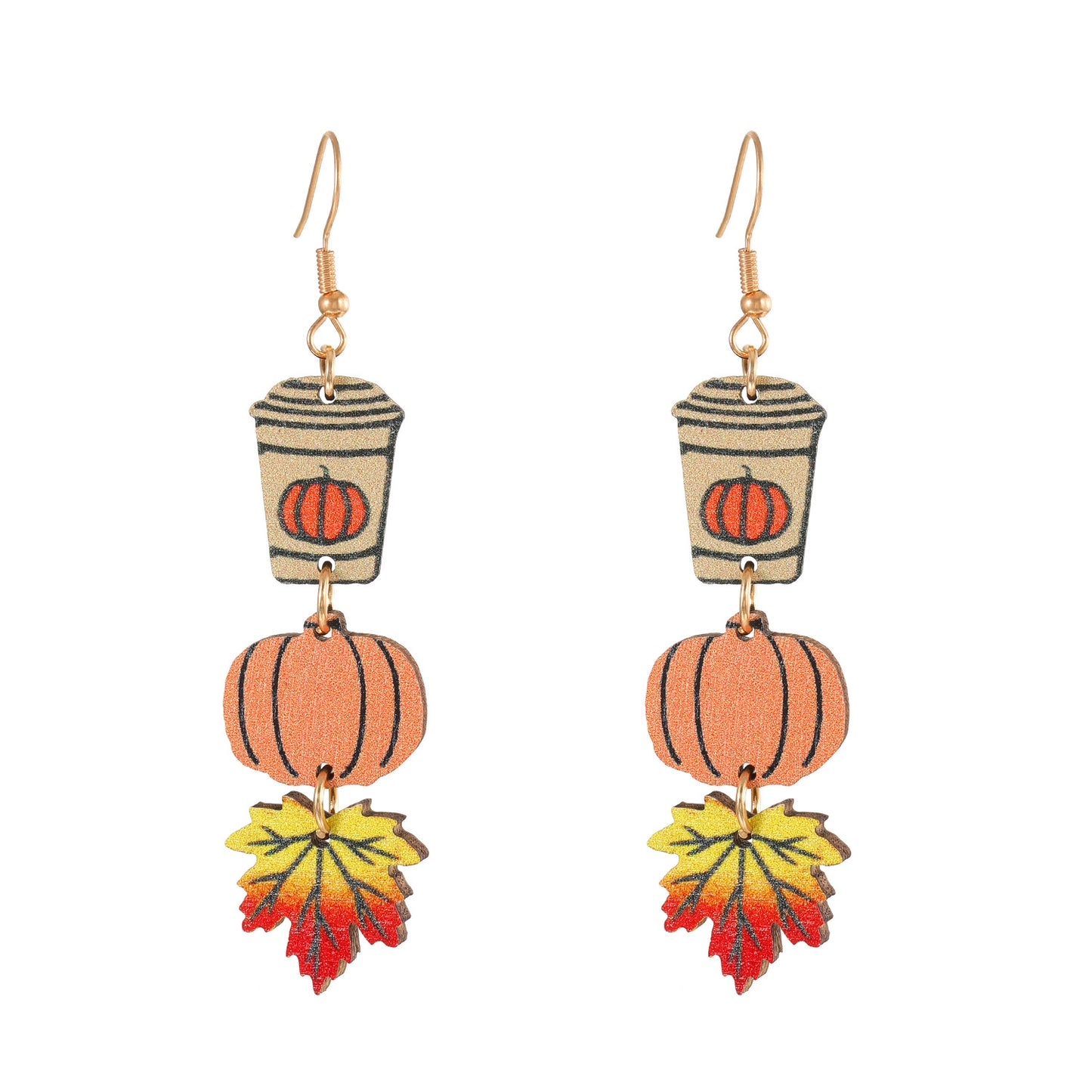 Wholesale Jewelry Funny Streetwear Pumpkin Wood Drop Earrings