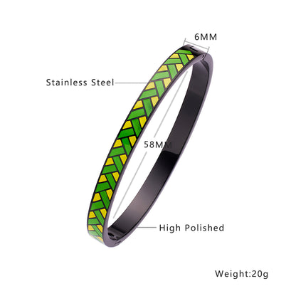 Baroque Style Novelty Waves Argyle Stainless Steel Epoxy Plating Bangle