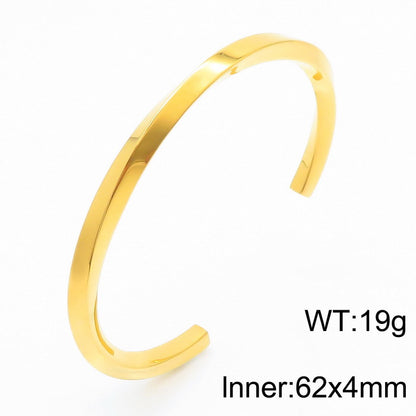 Hip-hop Rock Solid Color Stainless Steel Plating 18k Gold Plated Men's Bangle