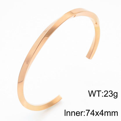 Hip-hop Rock Solid Color Stainless Steel Plating 18k Gold Plated Men's Bangle