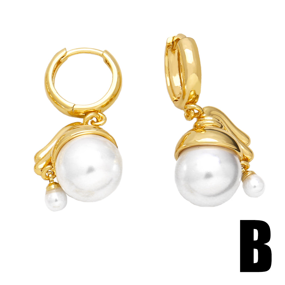 1 Pair Fashion Simple Style Twist Plating Inlay Copper Artificial Pearls Zircon 18k Gold Plated Earrings