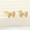 1 Pair Simple Style Heart Shape Butterfly Bow Knot Plating Inlay Copper Zircon 18k Gold Plated Ear Studs