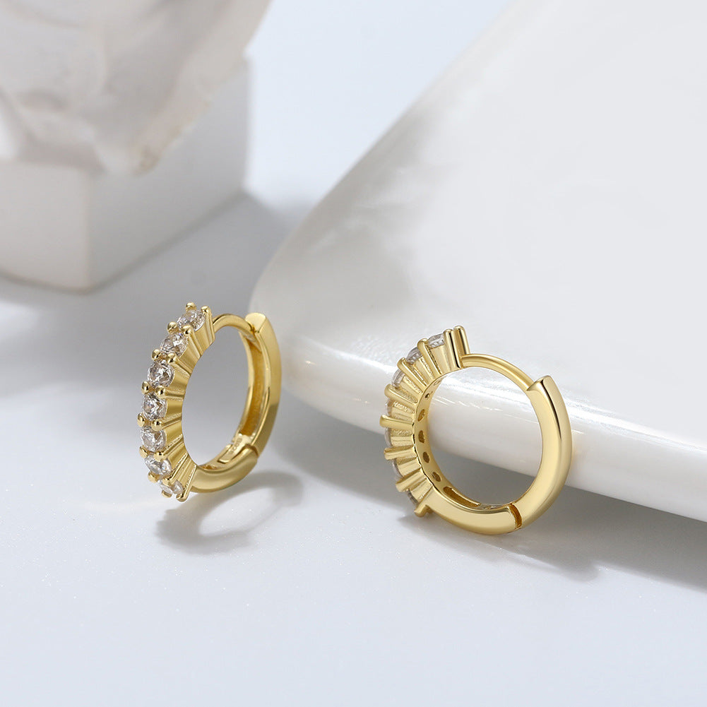 1 Pair Modern Style Classic Style Circle Polishing Plating Inlay Sterling Silver Zircon 14k Gold Plated Rose Gold Plated White Gold Plated Earrings