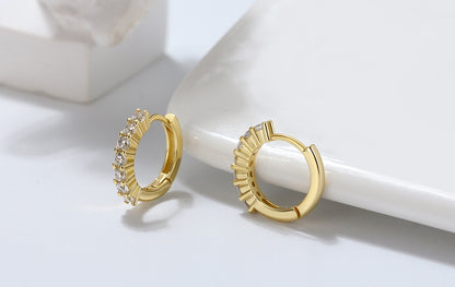 1 Pair Modern Style Classic Style Circle Polishing Plating Inlay Sterling Silver Zircon 14k Gold Plated Rose Gold Plated White Gold Plated Earrings