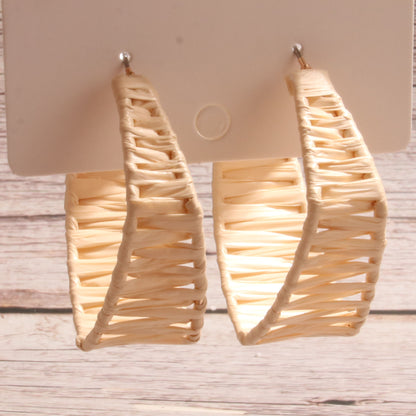 1 Pair Tropical Simple Style Artistic Geometric Square Alloy Raffia Earrings