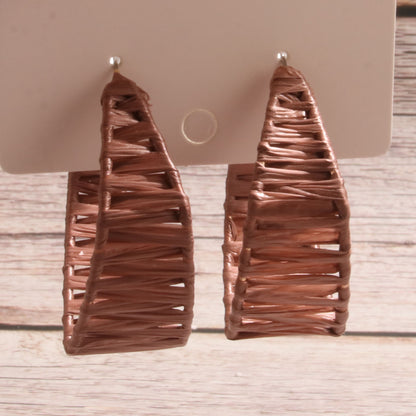 1 Pair Tropical Simple Style Artistic Geometric Square Alloy Raffia Earrings