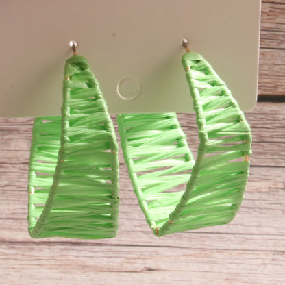 1 Pair Tropical Simple Style Artistic Geometric Square Alloy Raffia Earrings