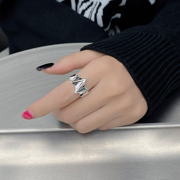 Hip-hop Simple Style Irregular Solid Color Sterling Silver Open Rings In Bulk