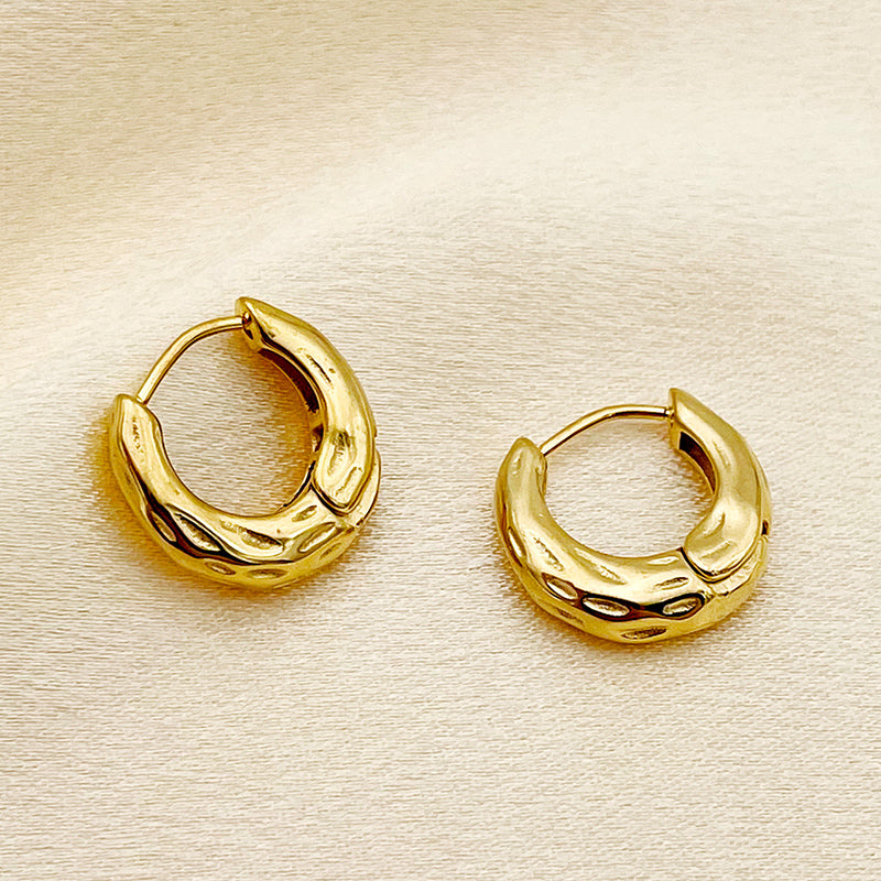 1 Pair Simple Style Round Plating Stainless Steel Gold Plated Earrings