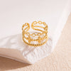 Wholesale Elegant Streetwear Leaves Heart Shape Snake Stainless Steel Titanium Steel Plating 18k Gold Plated Open Rings