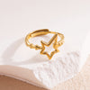 Wholesale Elegant Streetwear Leaves Heart Shape Snake Stainless Steel Titanium Steel Plating 18k Gold Plated Open Rings